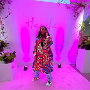 Beautiful colorful floral trench coat